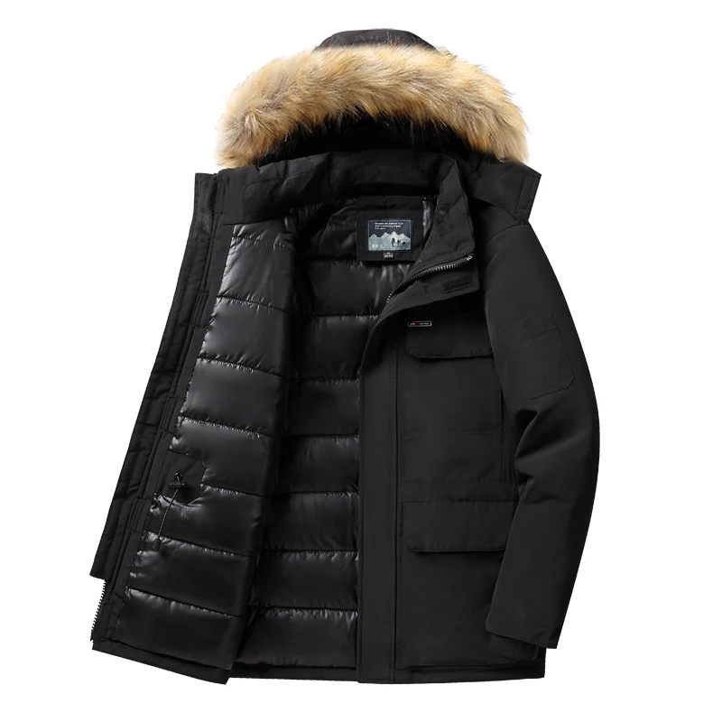 

Новая зимняя мужская теплая непромокаемая куртка-парка, верхняя одежда, пальто, мужская модная куртка с меховым воротником и капюшоном, классическая повседневная мужская парка