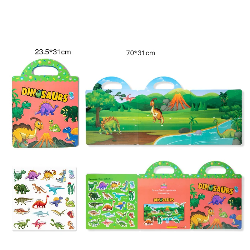 Wiederverwendbares Cartoon-Aufkleberbuch für Kinder, mehrere Scenos, DIY-Puzzlespiel, pädagogisches Lernen, klassisches Spielzeug für Kinder im Alter von 2–4 Jahren, Geschenke – Detail 10