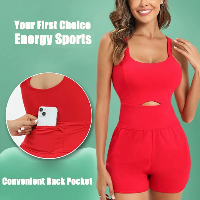 Cloud Hide Pocket Sports Jumpsuit Women One Piece Outfit Workout Bodysuit Sexy Gym Running Rompers Overalls Fitness Yoga Suit