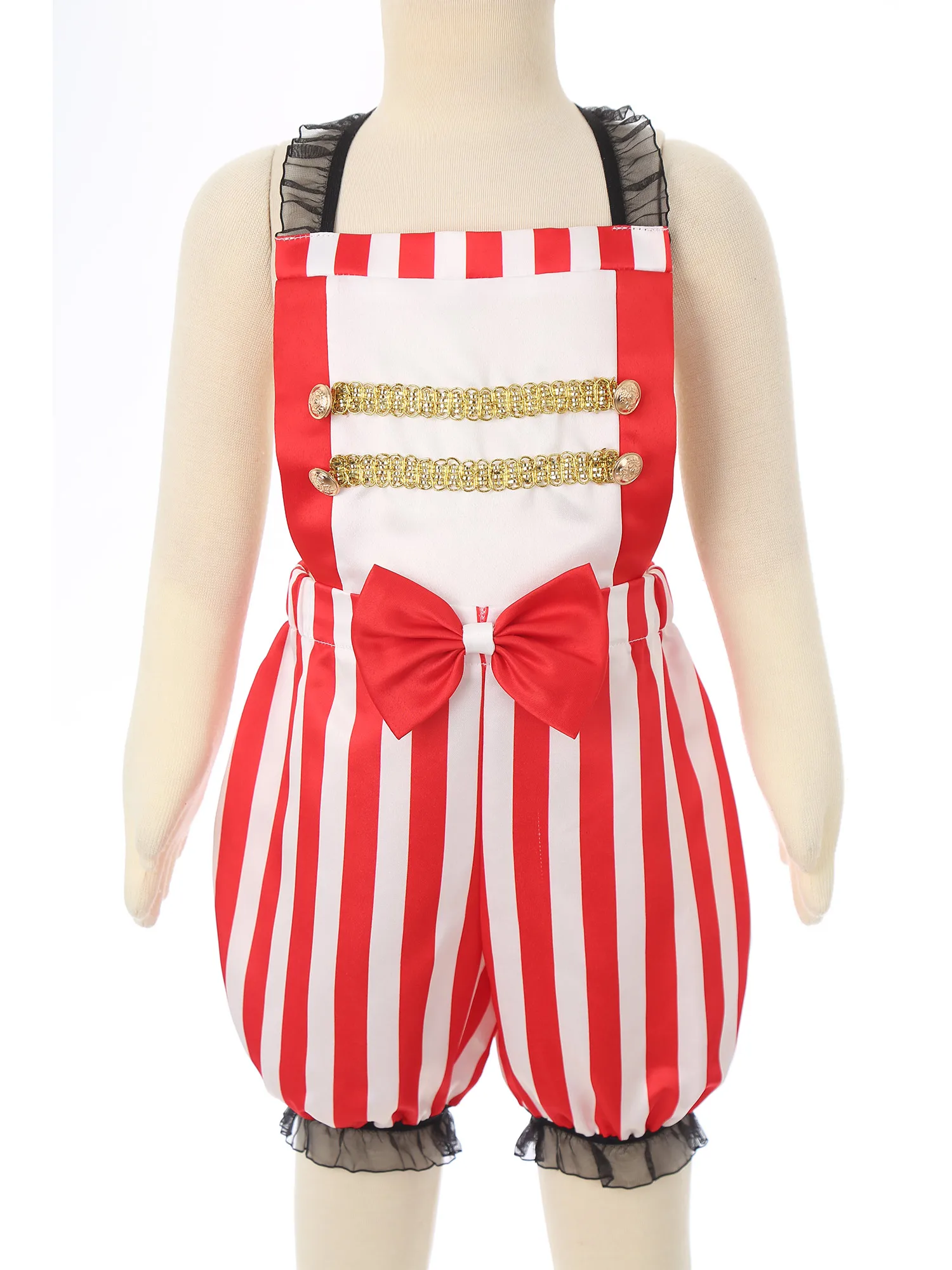 Baby Girls Halloween Circus Ringmaster Magician Cosplay Costume Sleeveless Backless Stripes Romper Christmas Photography Clothes