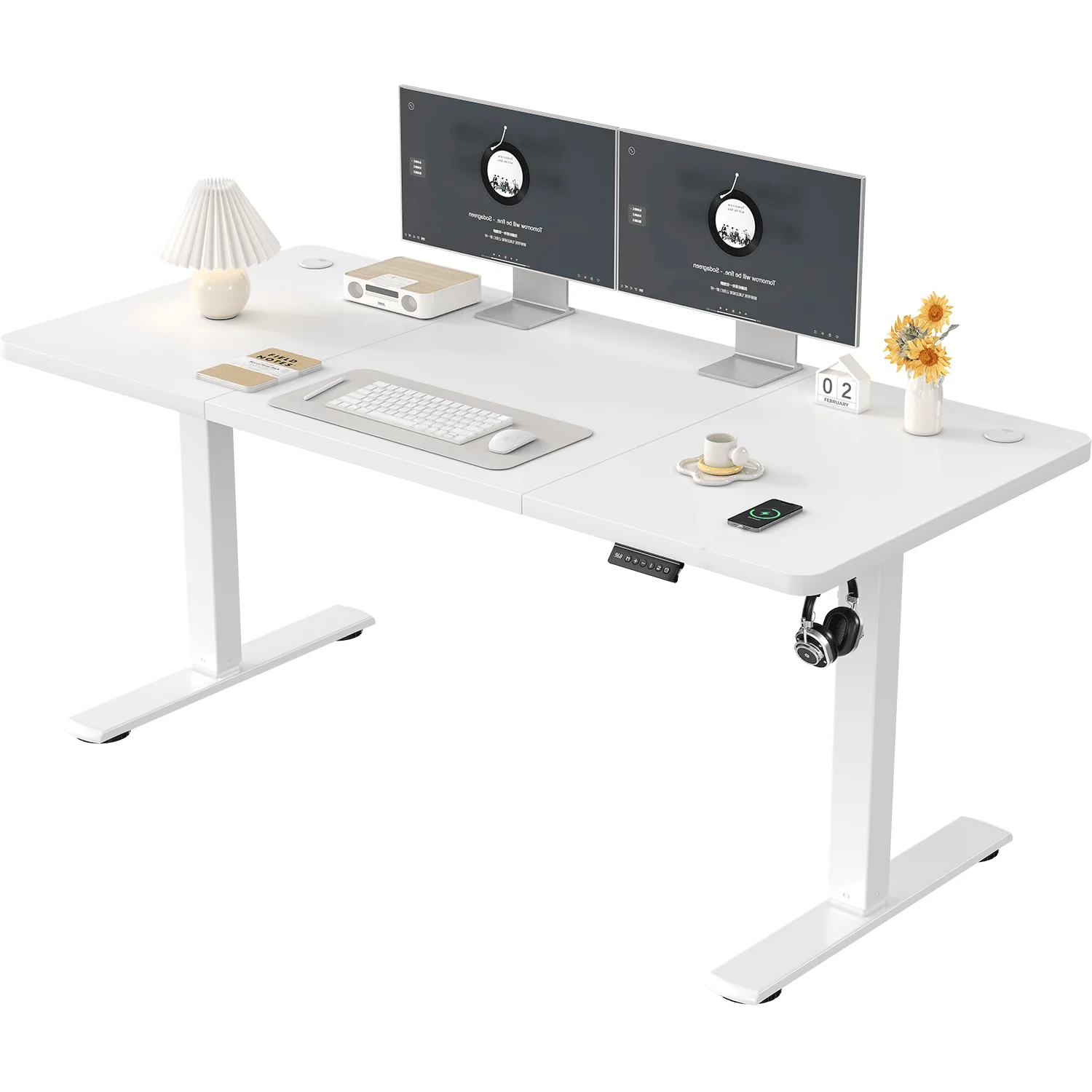 Bureau réglable en hauteur Devoko avec prise USB, siège électrique réglable en hauteur