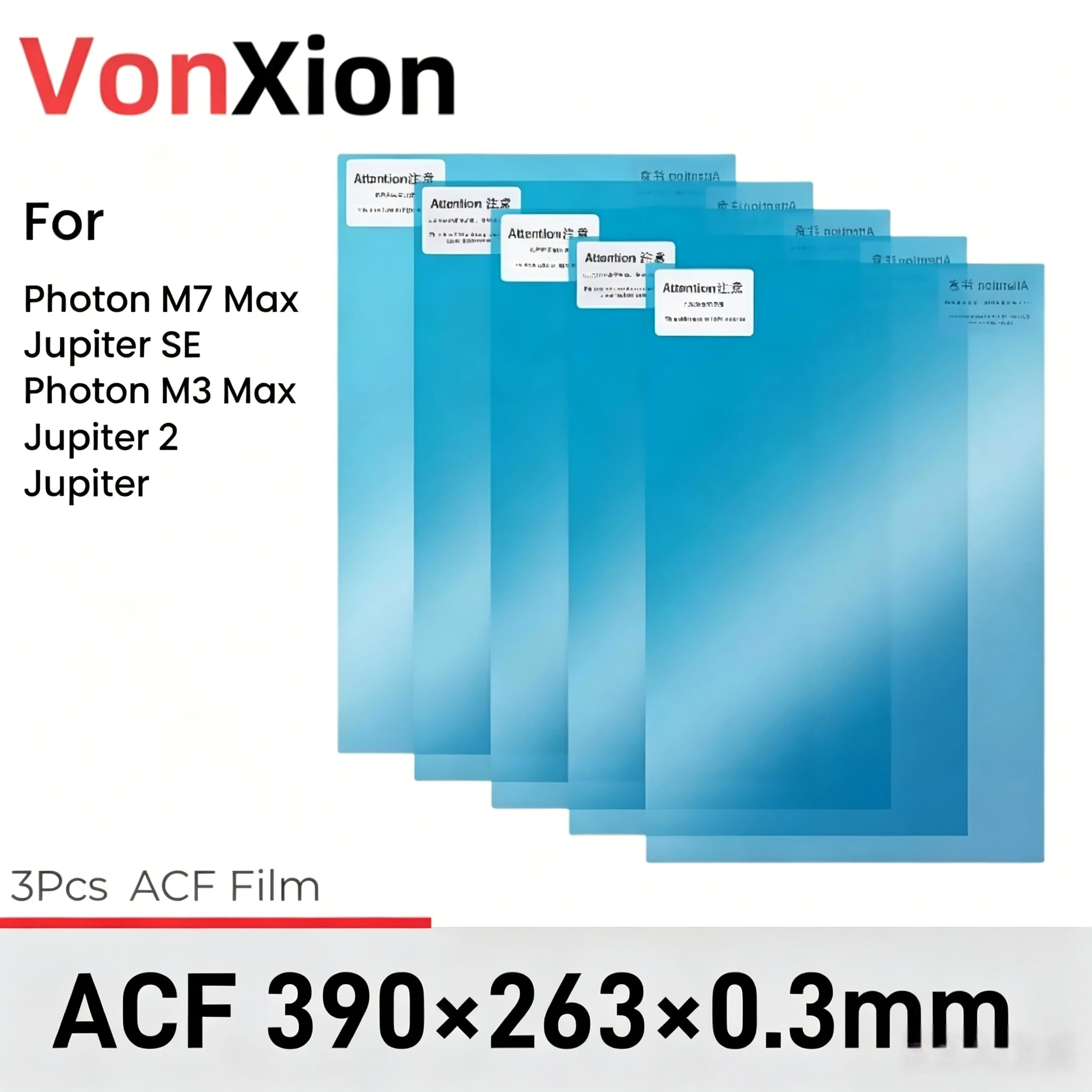 

Vonxion 3Pcs ACF Release Film 390x263x0.3mm For ELEGOO Photon M3 Max Jupiter Jupiter SE LCD SLA DLP UV Resin 3D Printer Parts