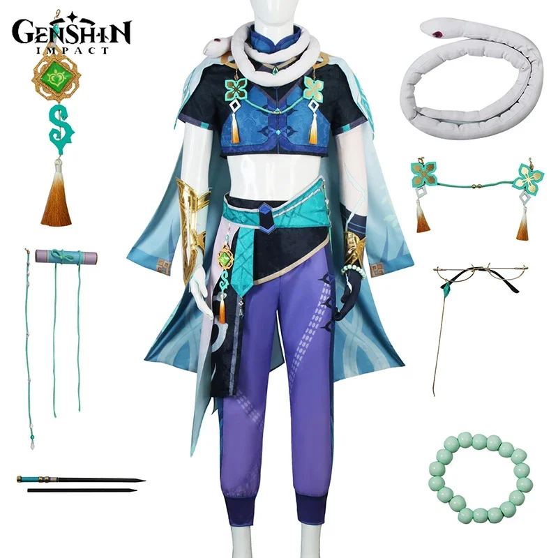 Baizhu Cosplay Traje para Homens e Mulheres, Game Genshin Impact, Roupas de Halloween, Peruca, Roupa de RPG, Trajes de Carnaval