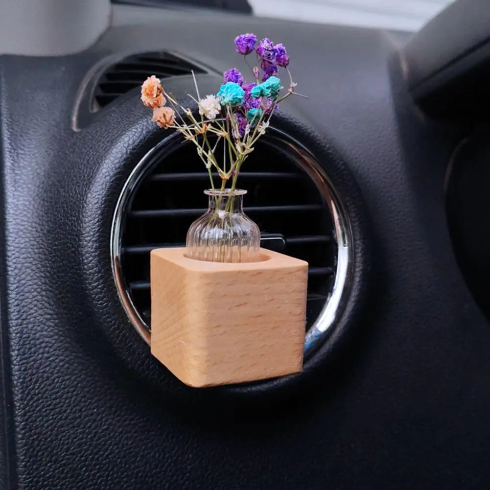 Car Vase Vent Clip Auto Air Freshener Flower Vase Clip Holder Glass Tube Car Fragrance Oil Diffuser Aromatherapy Car Supplies