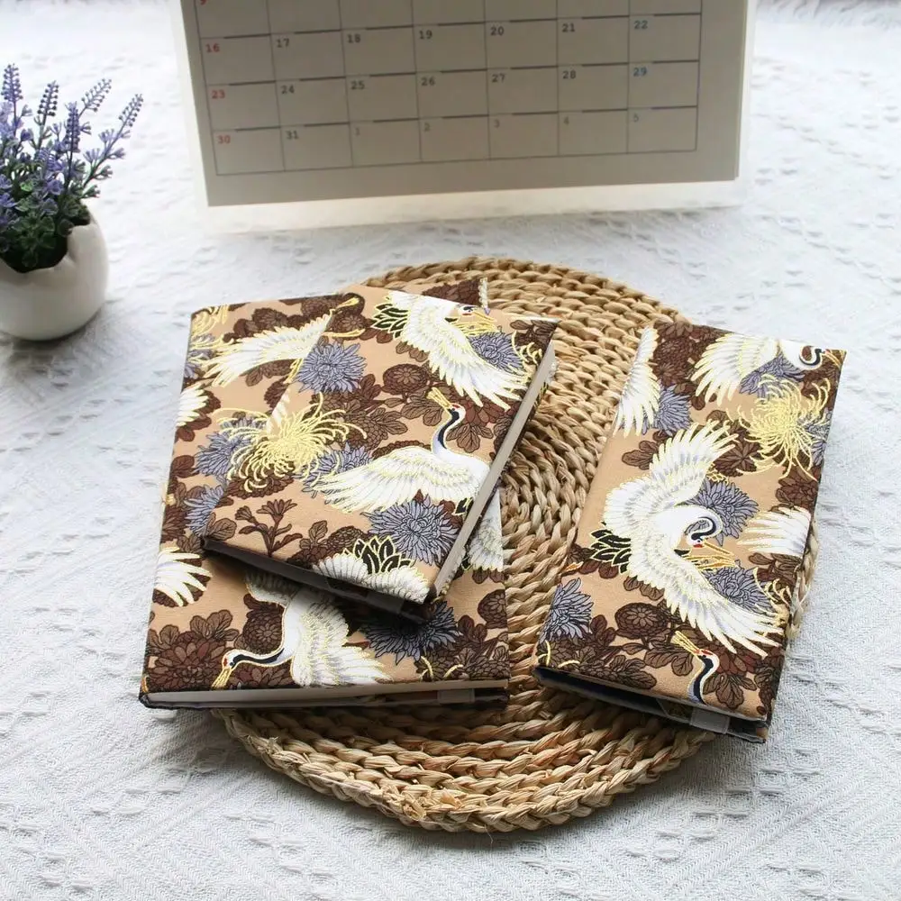 Fromthenon 1PC A5 A6 Weeks Red-Crowned Cranes Roam The Flowers Cloth Book Cover Planner Journal Office Stationery Supplies