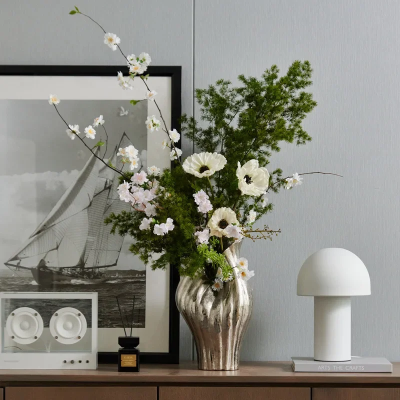 India imported aluminum gold and silver vase hotel living room entrance soft decoration vase