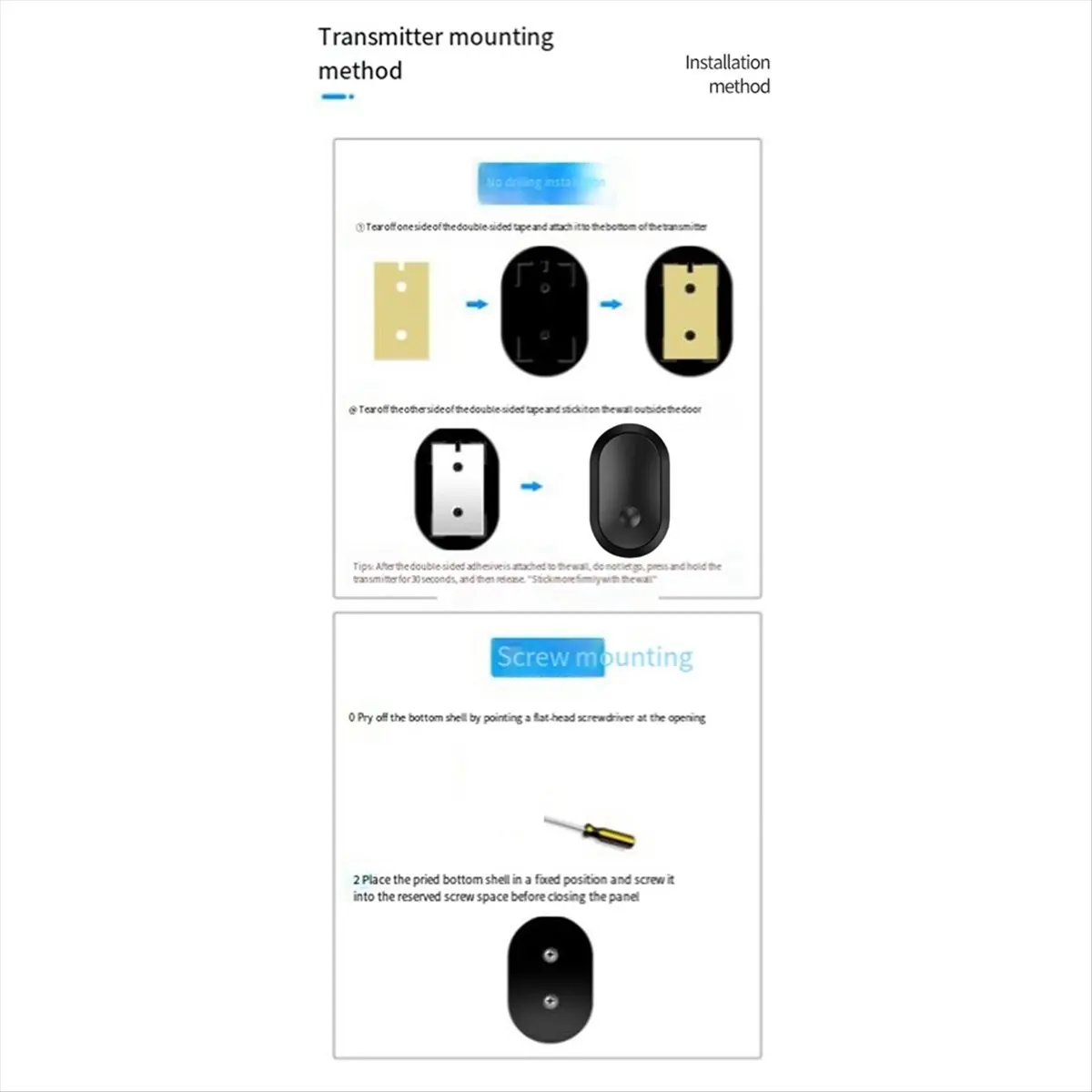 *A* 300M Wireless Doorbell Home Waterproof Battery Powered Smart Home Door Bell Chime Kit Black