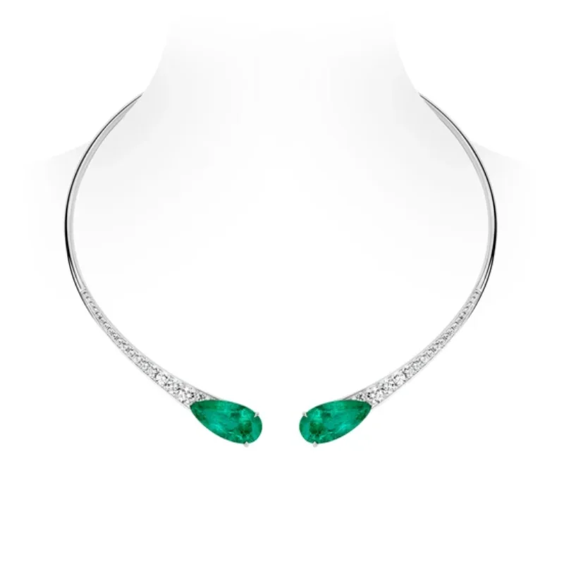 

BELLUX, серебро 925, позолоченное ожерелье с зеленым синтетическим цирконом и изумрудным воротником, роскошные вечерние украшения для женщин