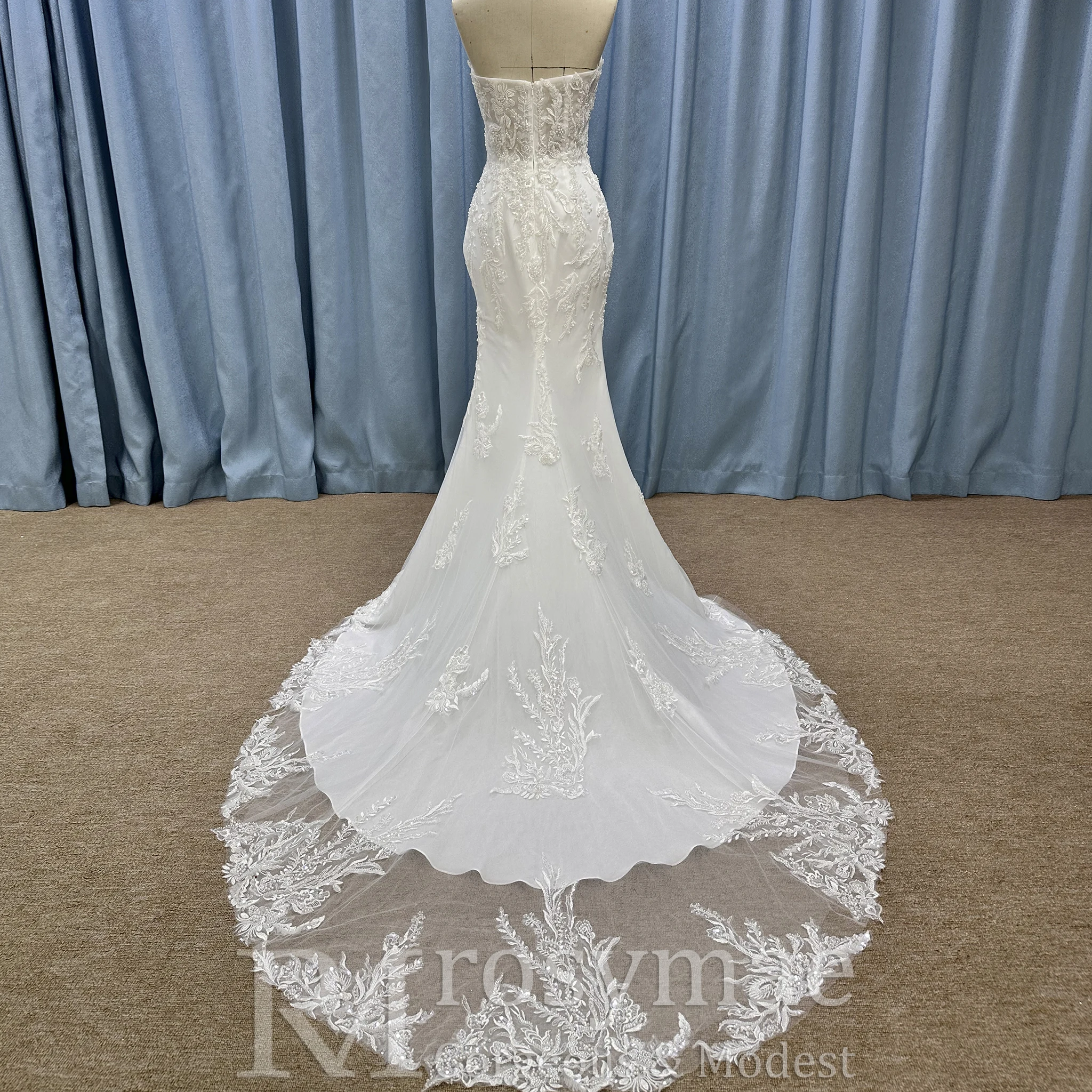 فستان زفاف حورية البحر من Rosymae للنساء مزين بالزهور، فستان رومانسي مثير مع فتحة للعرائس، فساتين عرس