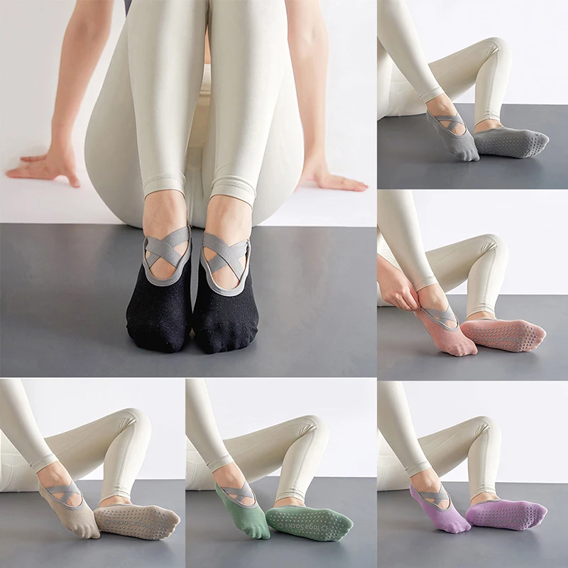 

Bandage Yoga Socks For Women Pilates Ballet Dance Silicone Anti-Slip Quick-Dry Yoga Socks Sport Sock Gym Running Grip Socks