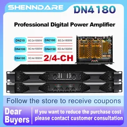 Professional Digital Power Amplifier 4x1800W Class D Audio DJ Pre-Subwoofer Amp 2/4 Channel Line Array Speaker Sound Amplifier