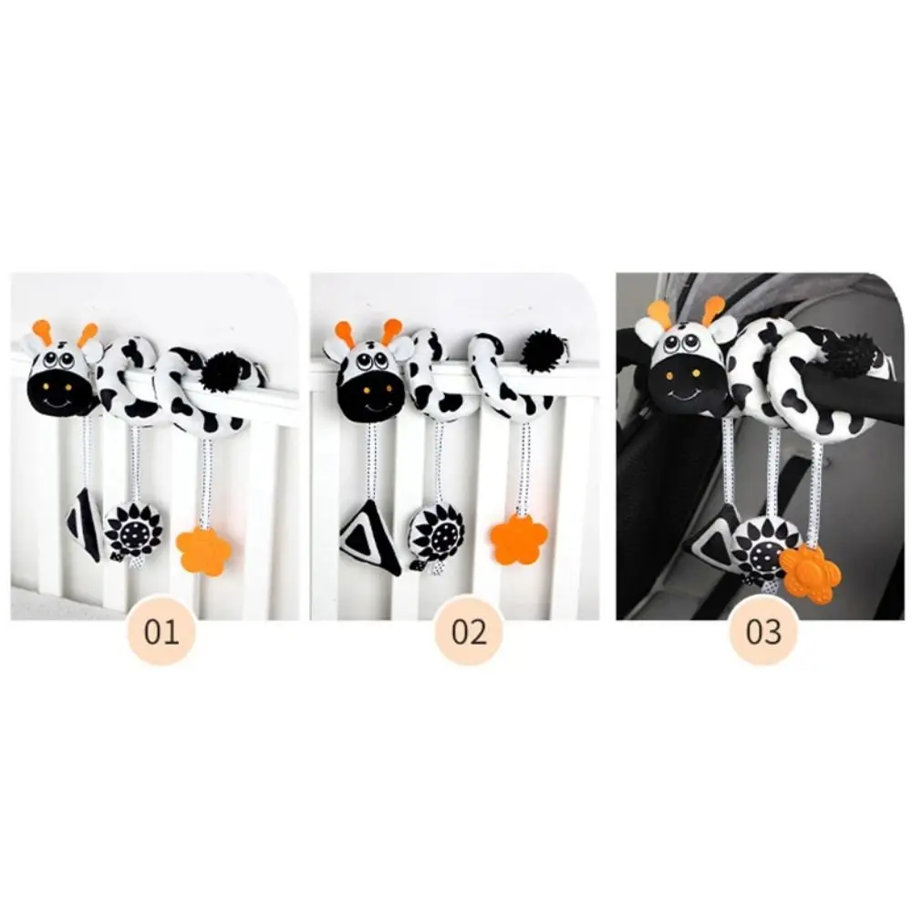 동물 모양의 유모차 걸이 펜던트(스트랩 포함) 딸랑이 아기 바람 종소리 흑백 색상 촉감이 편안함