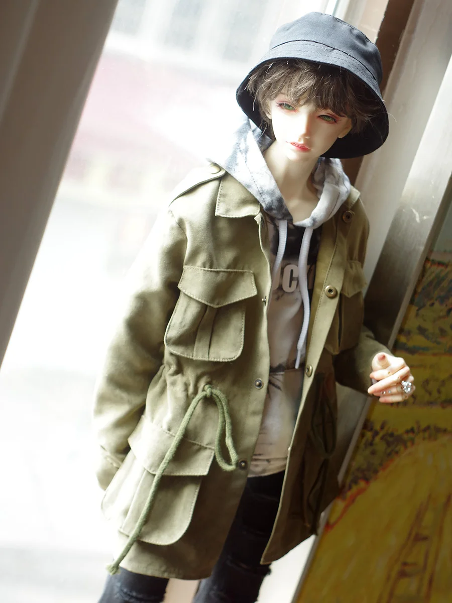 

BJD Clothes Doll Clothes Army Green Brown Three-Dimensional Pocket Loose Coat Top For 1/3 BJD SD17 Uncle Doll Accessories