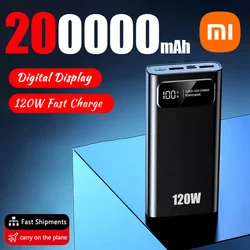 샤오미 초고속 충전 보조배터리, 120W, 200000mAh 초대용량 모바일 전원, 아이폰 레노버 비보용 외장 배터리