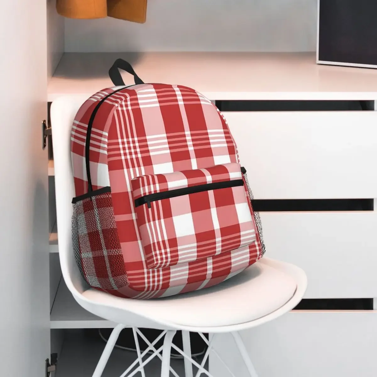 

Красный и белый спортивный клетчатый бесшовный рюкзак с повторением, рюкзак большой вместимости, детская сумка для книг, школьная сумка, сумки на плечо для мужчин и женщин