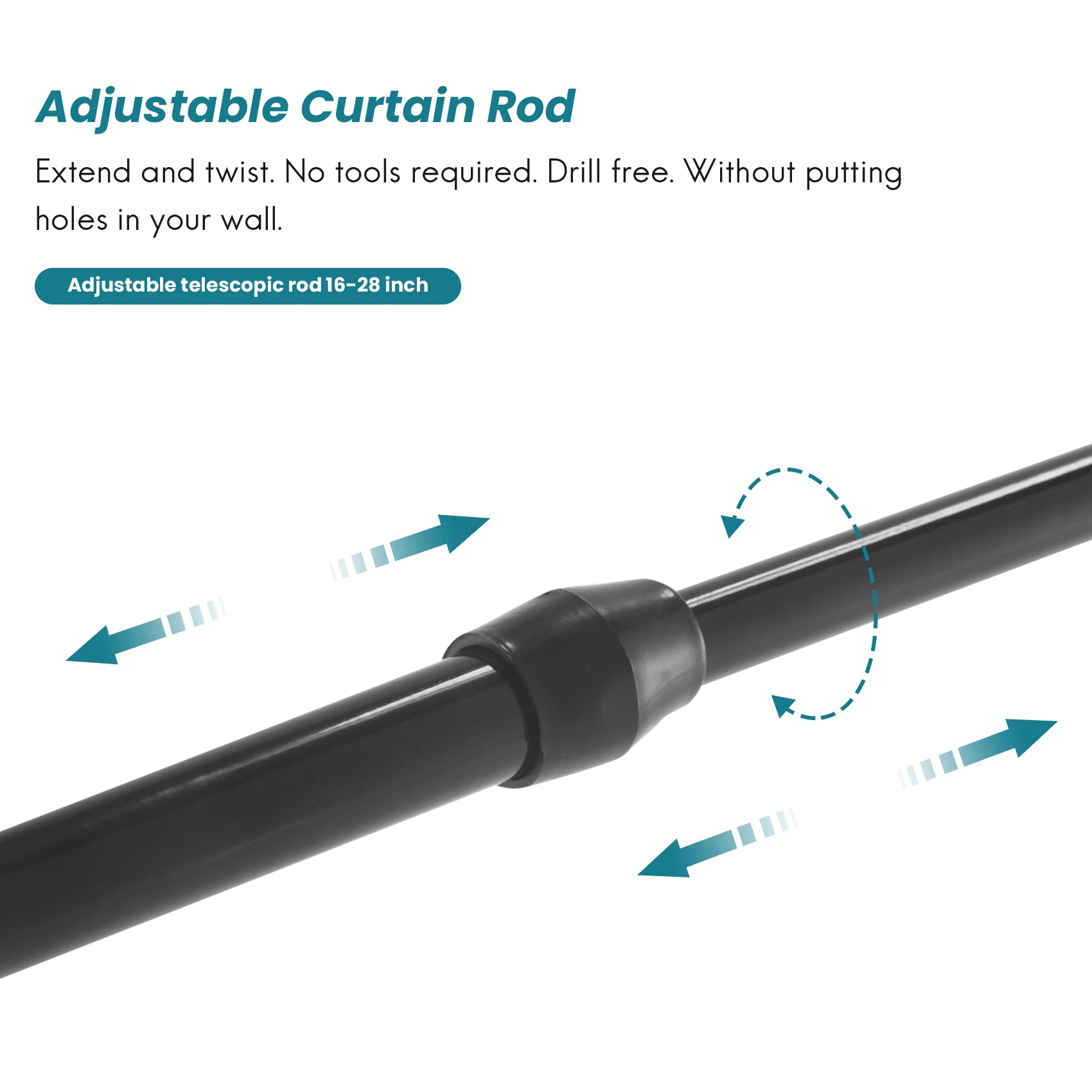 AB43-3PCS الربيع الستار قضبان 16 إلى 28 بوصة التوتر قضيب الربيع الستار قضيب قابل للتعديل قضيب الستارة توسيع قضيب الستارة