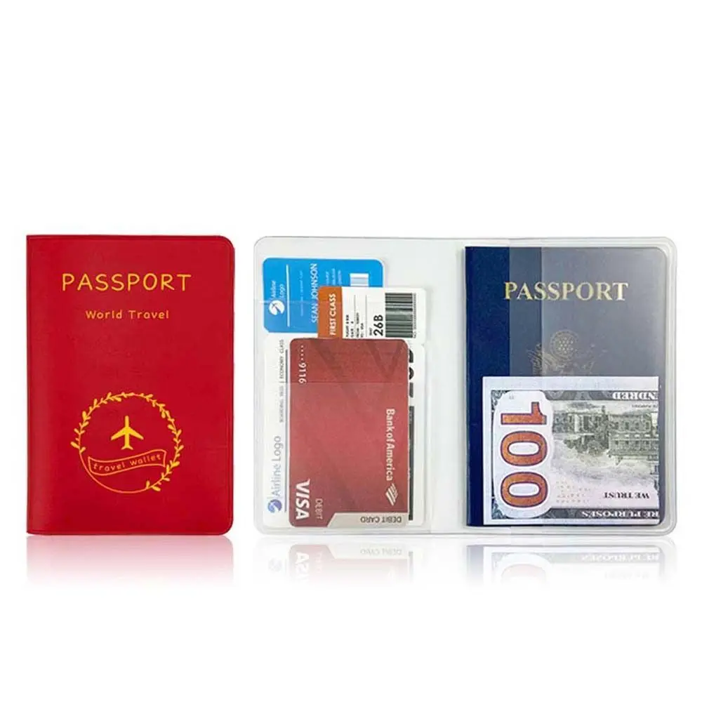 Funda de cuero PU multifunción para pasaporte, monedero, tarjeta de identificación bancaria, soporte para pasaporte, bolsa de almacenamiento de viaje