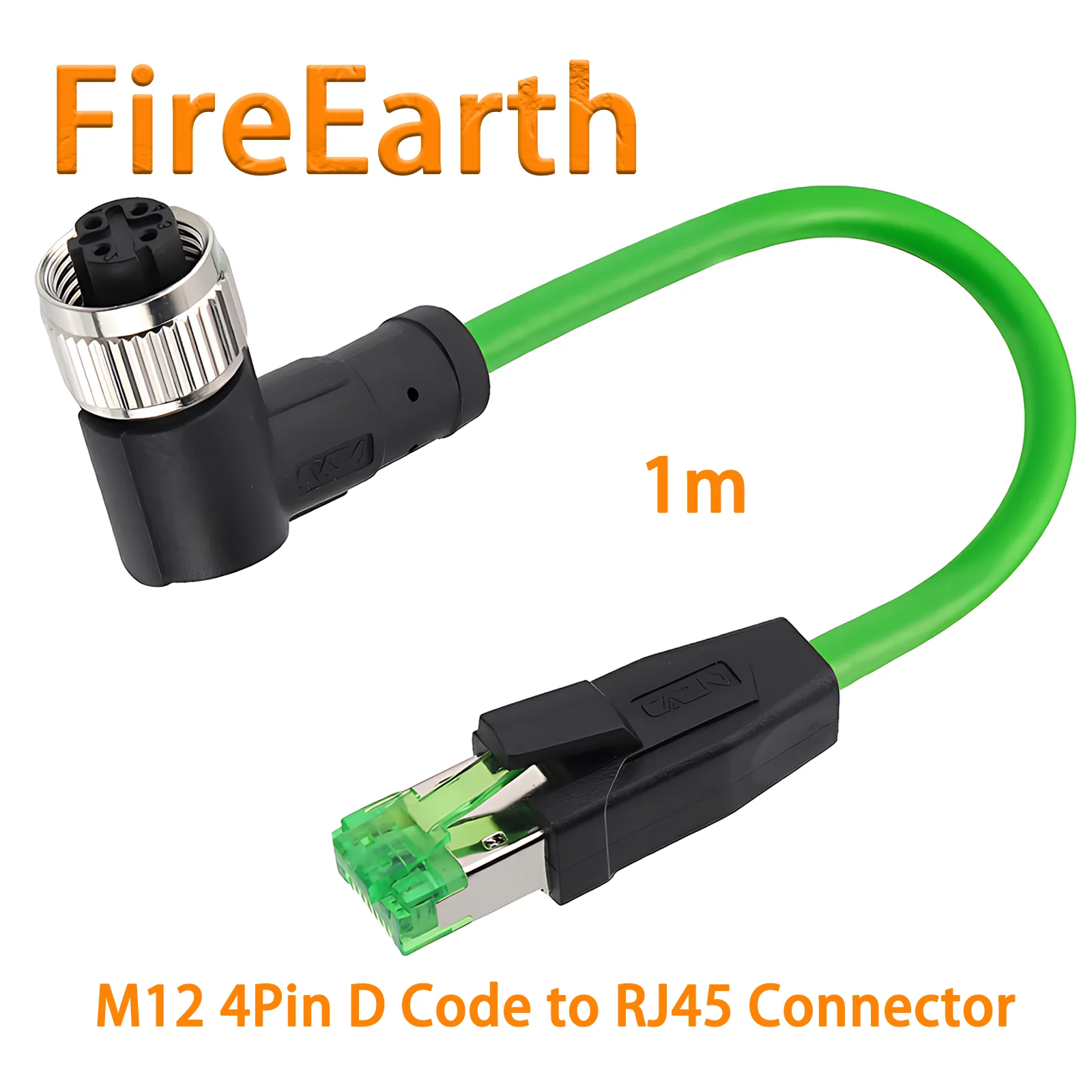 Industrial M12 to RJ45 EtherCAT Protocol Ethernet Connector Female to Male Extension Cable for Automation Systems,1m