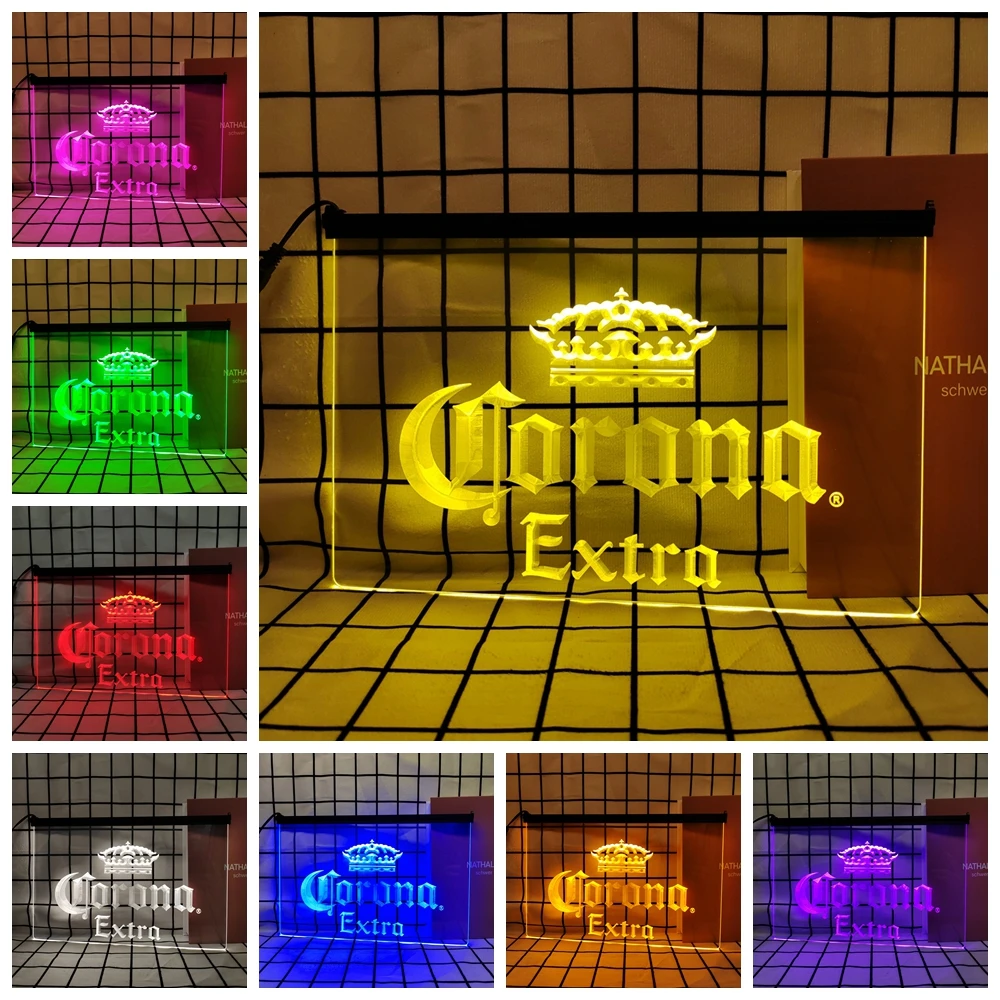 Corona Extra Beer Bar Pub Cafe-Retro LED Neon Sign Home Decor with Vintage Plaques and Posters for Room Office Farmhouse