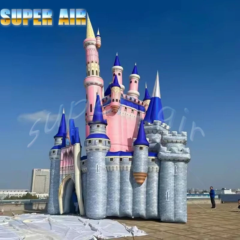 Stage performance prop background nice inflatable princess castle for stage decoration