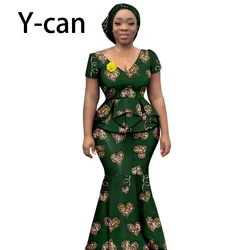 African Dresses for Women Elegant Printed Peplum V Collar Classy Office Ladies Occasion Party Evening Night Date Prom A2325014
