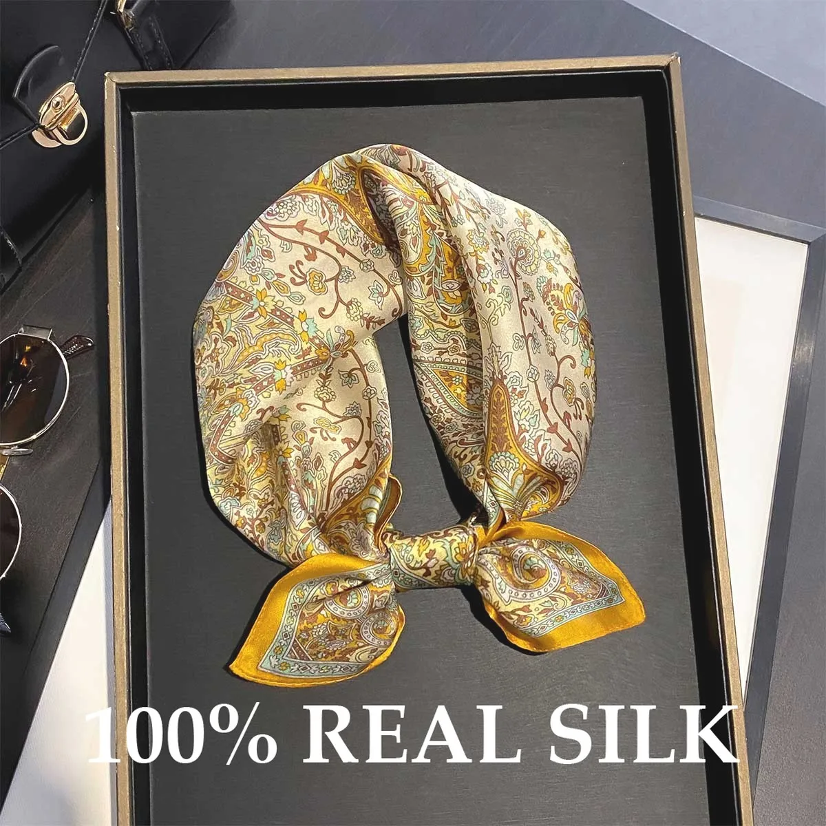 

New Scarf 100% Silk Bandana Women Square Scarves Elegant Spring Summer High Quality Headband Hijab Shawl Foulard Headkerchief