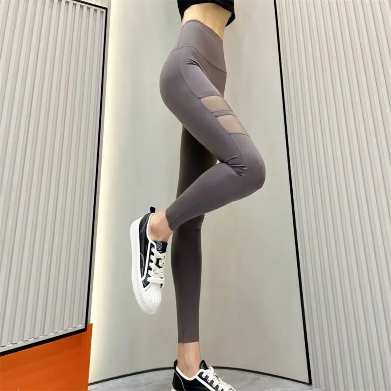 Leggings de encaje para mujer, retales, combina con todo, sólido alto, cintura ajustada, transpirable, Abdomen, estilo coreano Simple, moda elegante Y2k, otoño