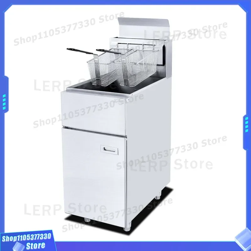 Commercial Luxury Freestanding Gas Fryer 28L Two Three Tube 1 Can 2 Baskets For Restaurant High Efficiency Deep Frying