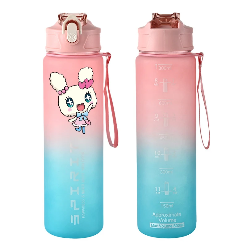 

800ML Tamagotchi Man Woman Water Bottle Anime Cartoon Water Cup Female Large Capacity Drinking Bottle Portable Sport Cup Gift