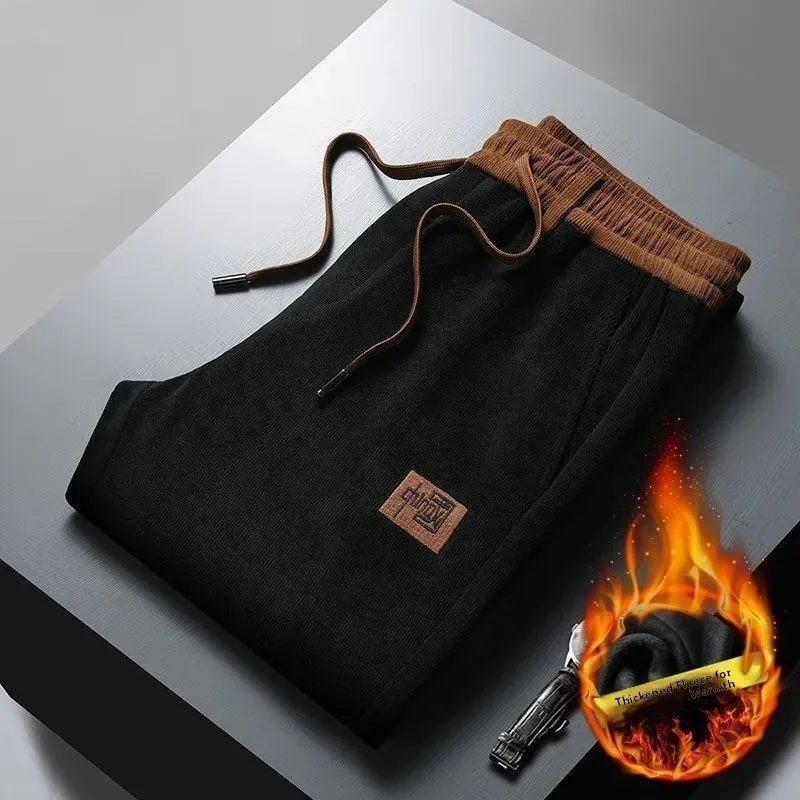 

Men's Fce Lined Thiened Autumn Winter Work Pants Faionable Warm Sports Long Trousers Wear Resistant Street Sle