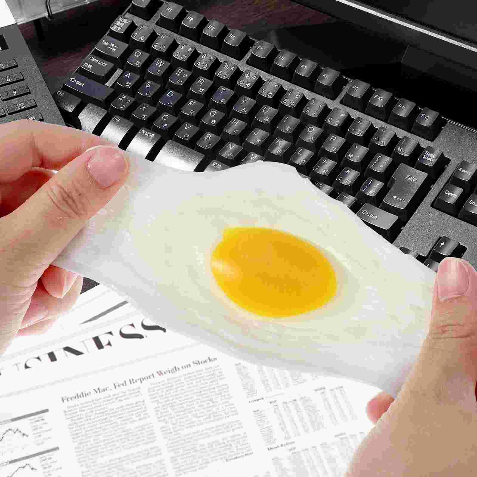 4 Pcs Poached Omelette Kids Toys Tricky Simulation Fried Egg Artificial Fake Eggs Soft Glue Child Pranking