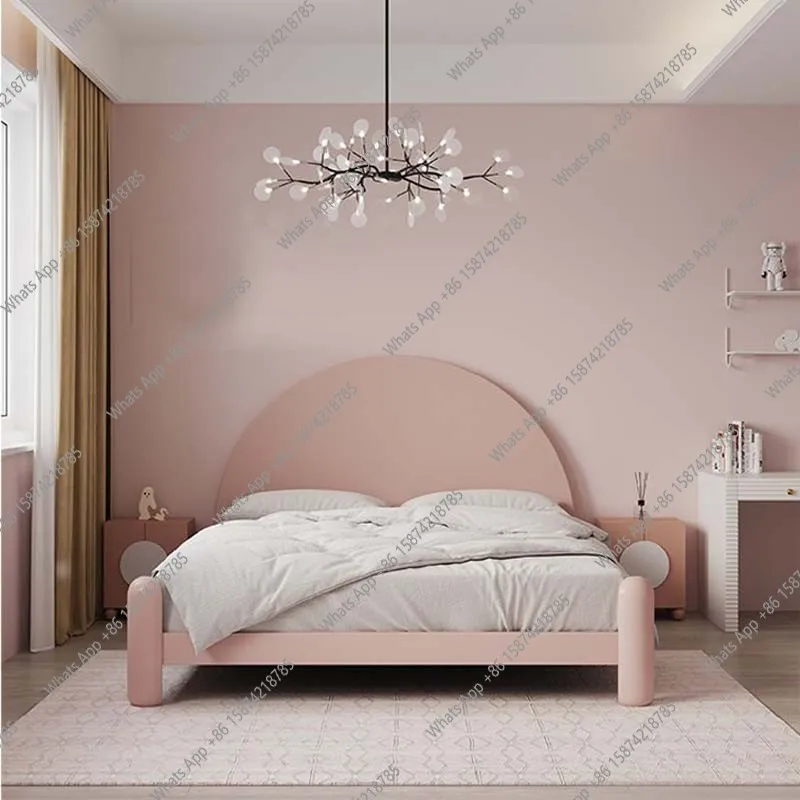 

Nordic simple solid wood bed semi-round modern light luxury small apartment princess bed 1.2 meters girl single child