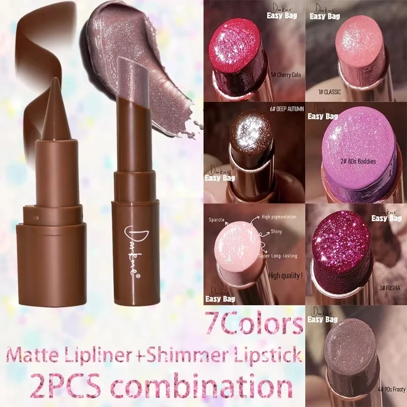 Smooth Lip Liner Pencil with Tapered Tip And Pearlescent Long-Lasting Matte Lipstick Set - Waterproof Sparkling Mirror Makeup Co - view 2