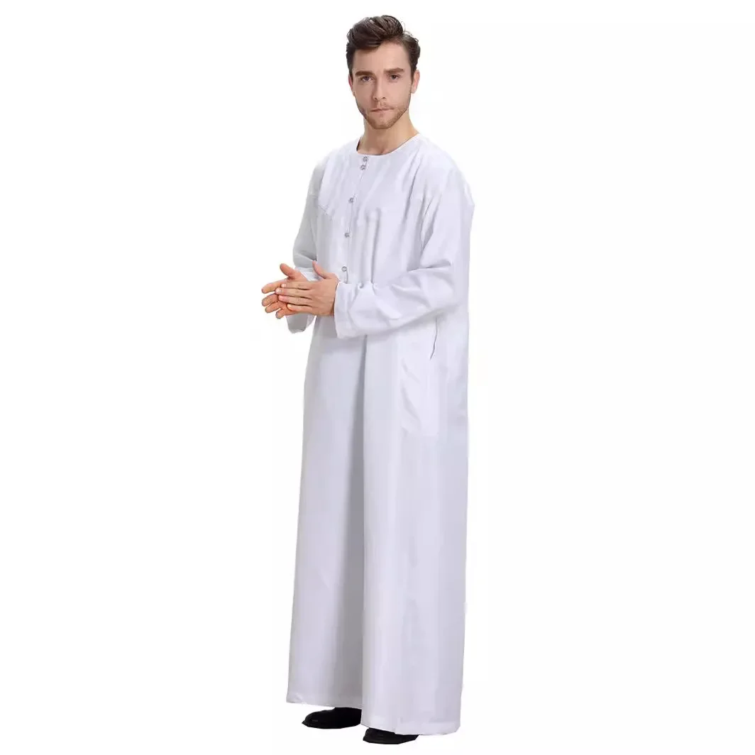 Jubah pria Muslim, Baju Pria Muslim warna Solid, jubah lengan panjang, Arab Saudi, Timur Tengah, Turki, S-3XL