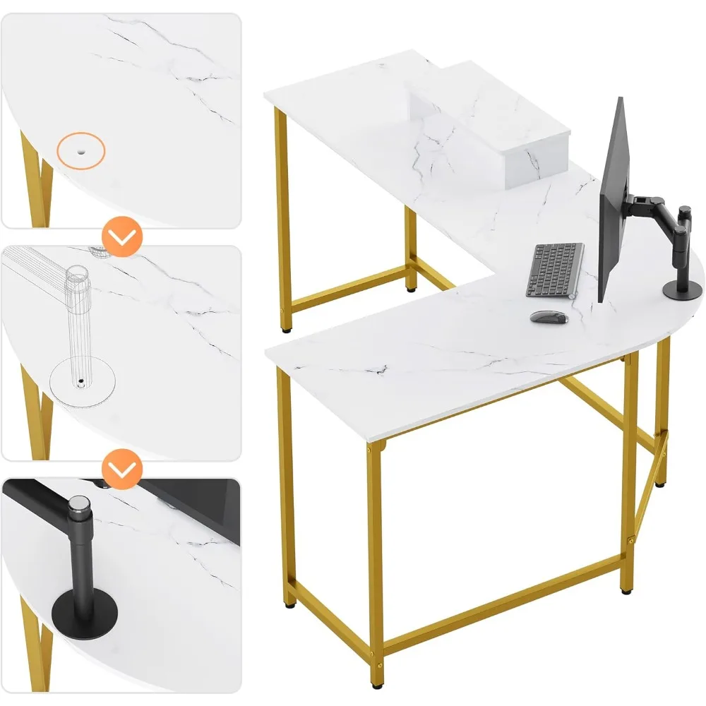 Escritorio esquinero contemporáneo para computadora con soporte para monitor, escritorio reversible en forma de L para oficina en casa, estación de trabajo moderna para PC para estudio