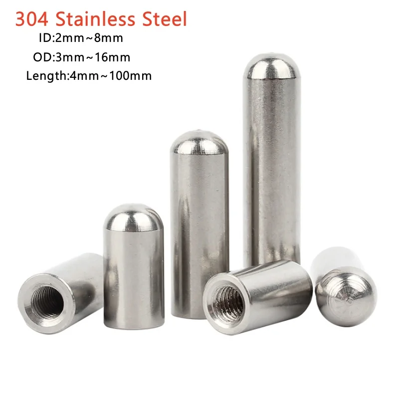 304 Stainless Steel Internal Thread Round Head Cylindrical Pin M2M3M4M5M6M8 Hollow Pin Internal Tooth Hole Positioning Dowel Pin