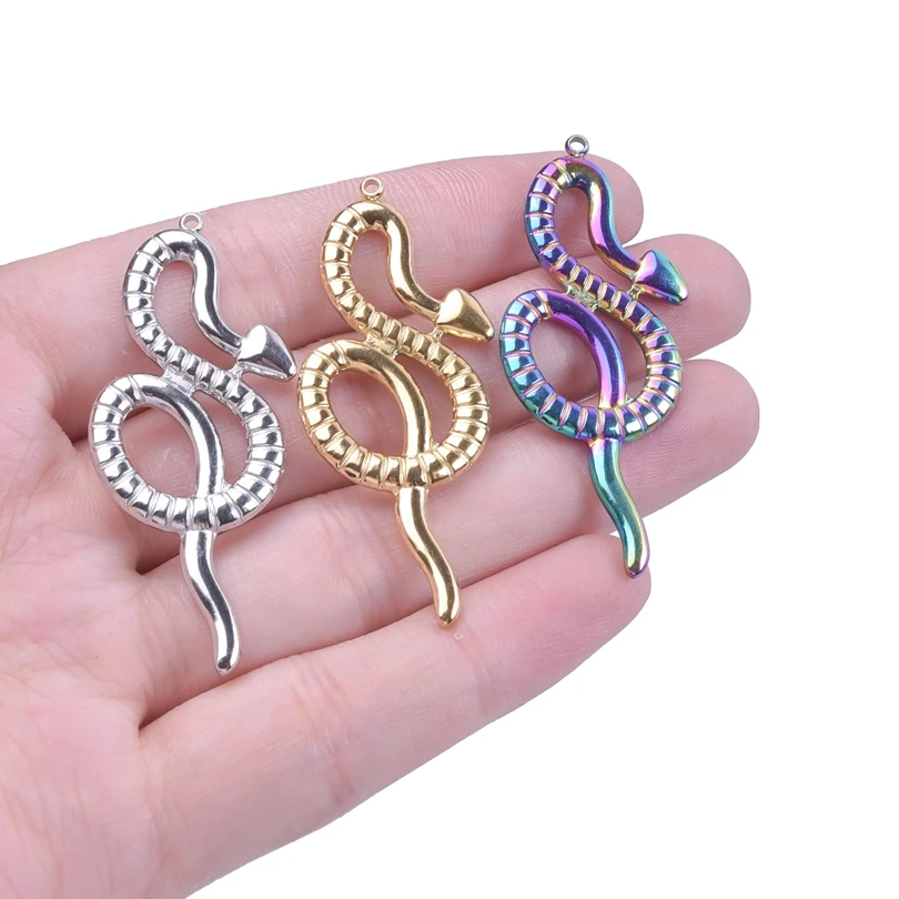 Different Style 3pcs Serpent Charm Stainless Steel Pendant Snake Pendant Charms For Jewelry Making Supplies Animal Punk Material