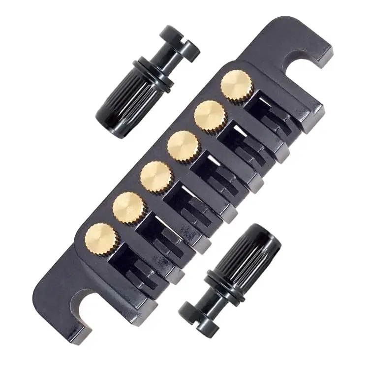 Guitar Bridge Tailpiece,Guitar Bridge Tailpiece Reversible Wrap Around  Bridge Stop Tailpiece for Style Electric Guitars (Gold)