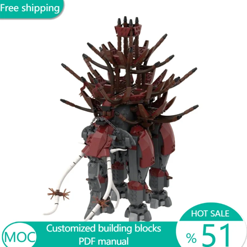 

1331 деталь: Конструктор MOC «Боевой слон» с крупными зубьями, модульная сборка, креативный дизайн, DIY, игрушка для мальчиков, подарок