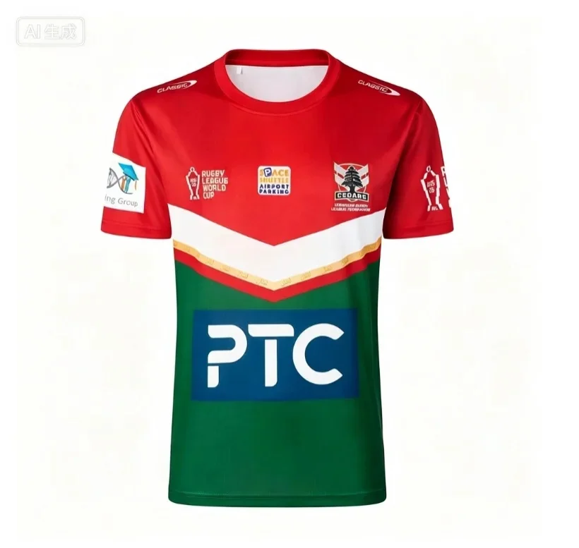 26-27 New Lebanese Cedar National League Rugby Shirt Home Men's Quick Drying Sports T-shirt