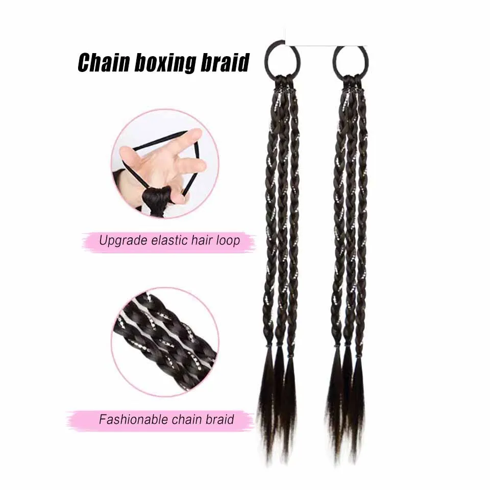 AOSI Synthetic Crystal Bowknot Shark Clip Contract Clamping Ball Headdress False Braid Woman Fish Ji Spicy Girl Boxing Pigtail