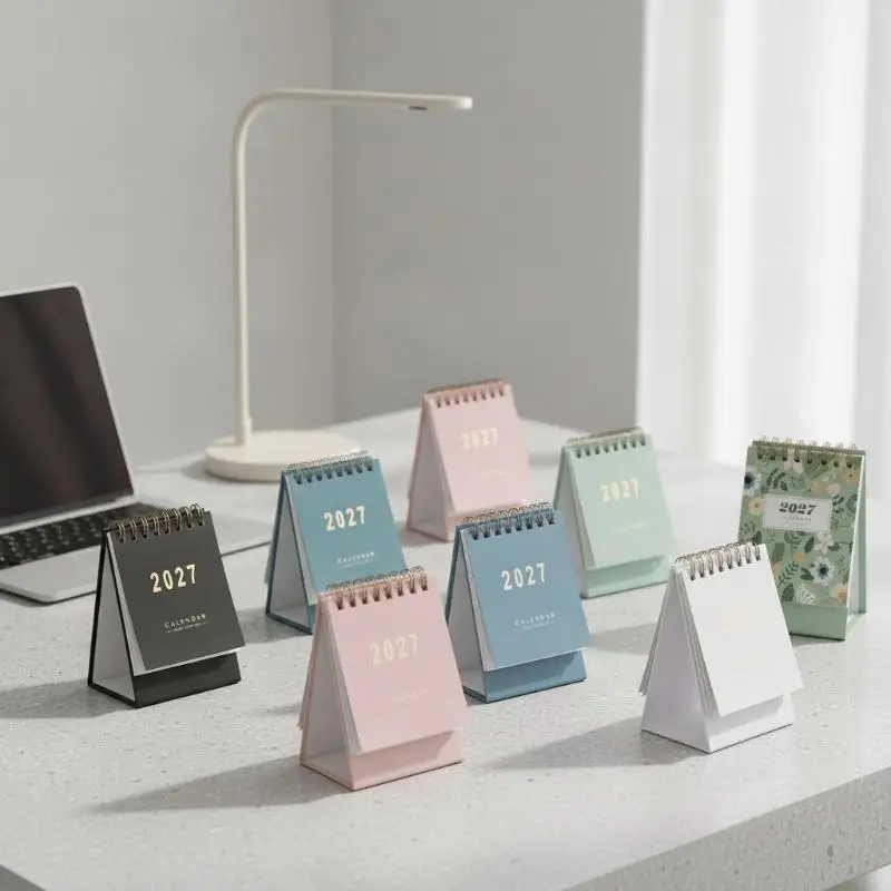 2027 Small Mini Morandi Desk Calendar Portable Memo Planner for Office Home Daily Schedule Organizer New Year Gift