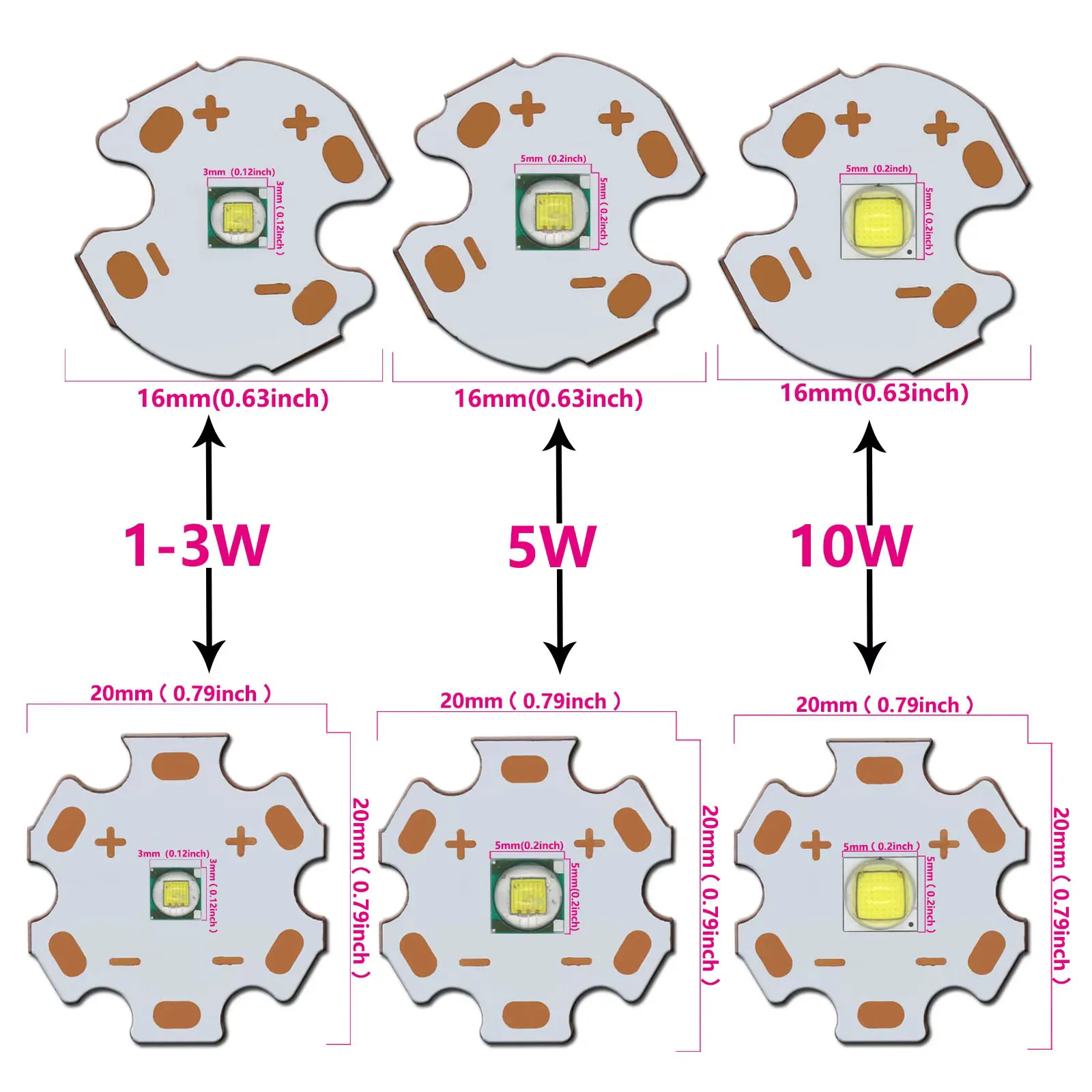 LED 3V Flashlight Beads 1-3W 5W 10W 6500K or 10000K High Power LED Emitter Diode 50.2 Led for flashlight Headlight Searchlight