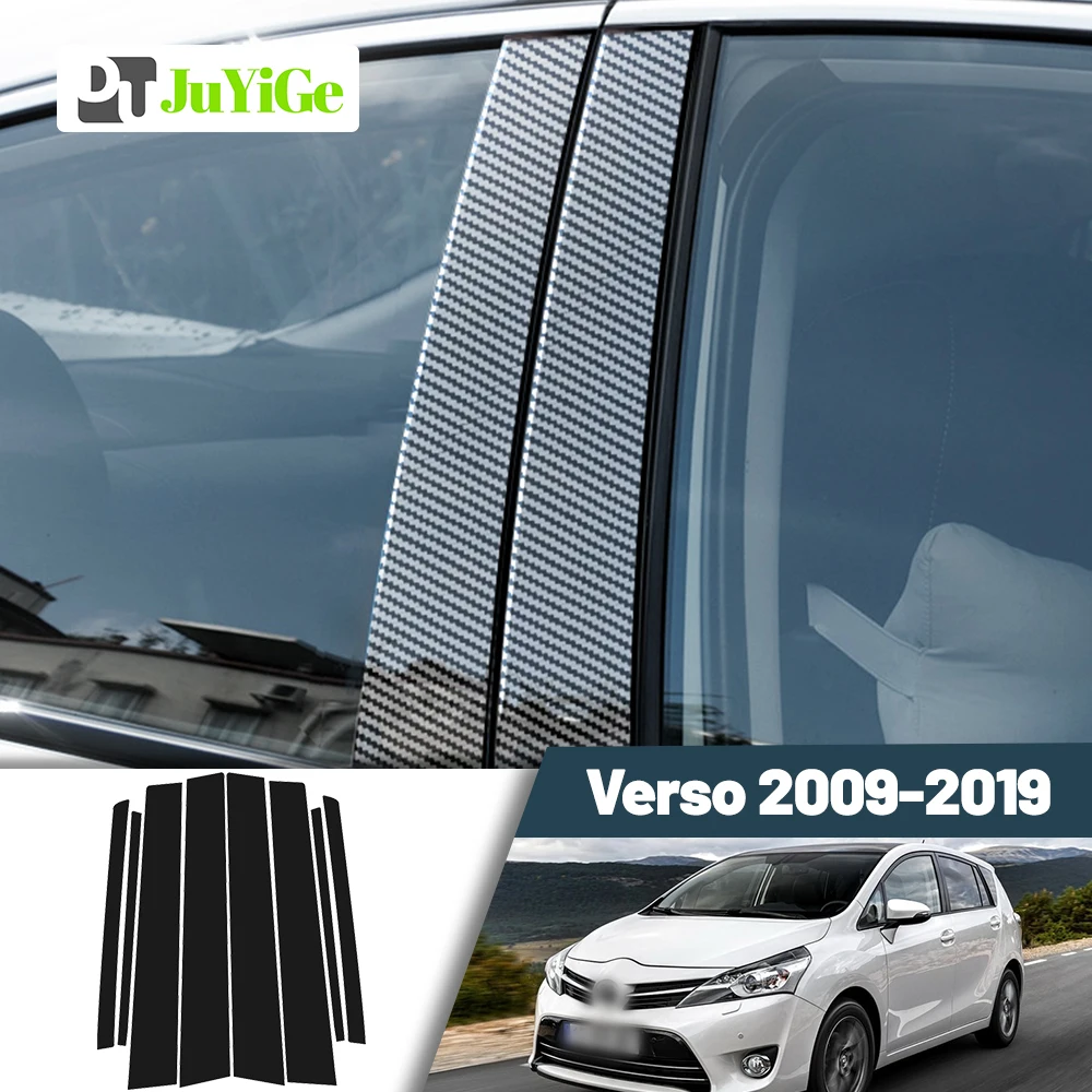 Glossy Black Carbon Fiber Window Door Deal B C Pillar Post Cover Sticker For Toyota Verso 2009-2019 2010 2011 2012 2013 2014