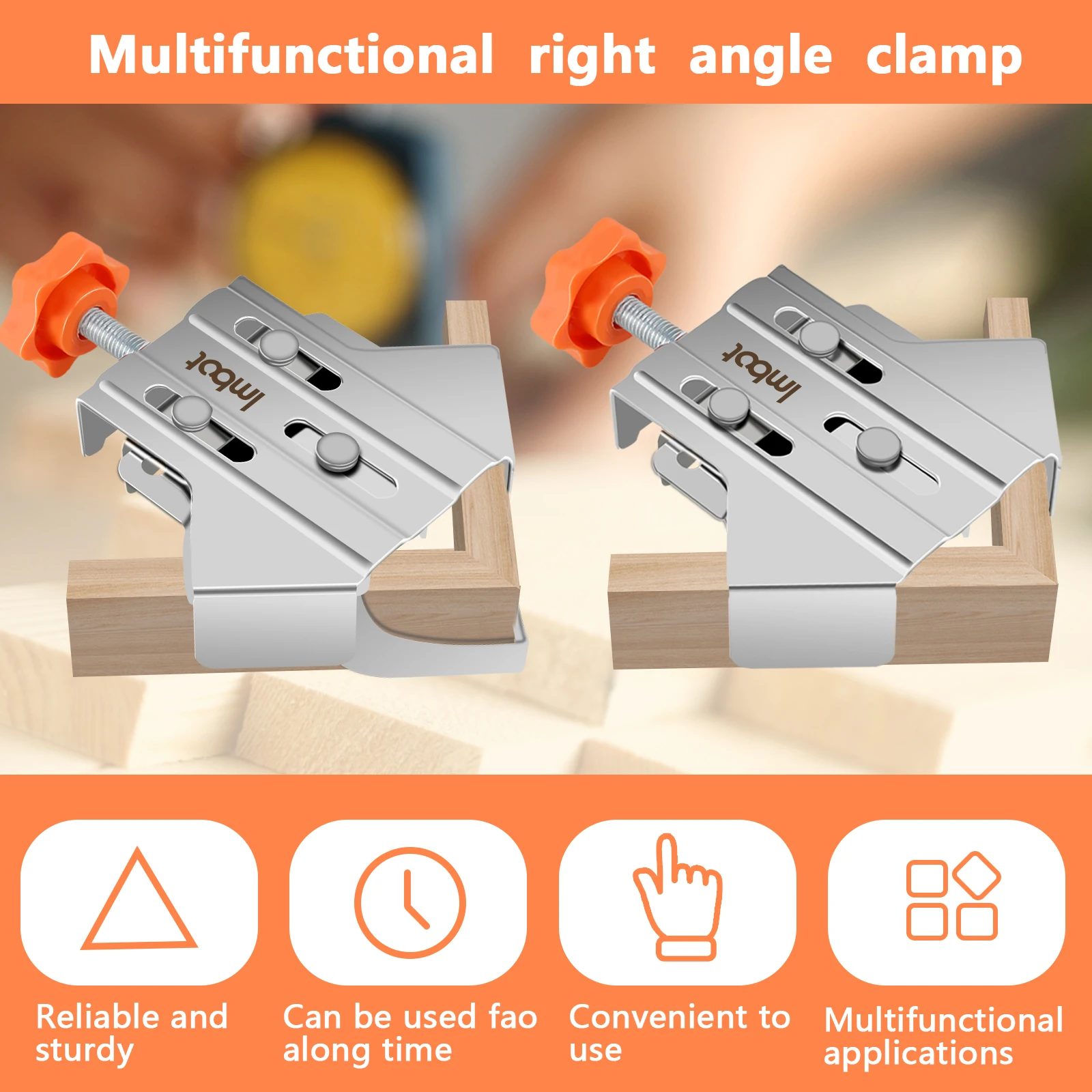 2PCS/Set Corner Clamps For Woodworking 90 Degree Right Angle Clamp with Adjustable Swing Jaw For Wood Metal Pipe Steel Rod Glass