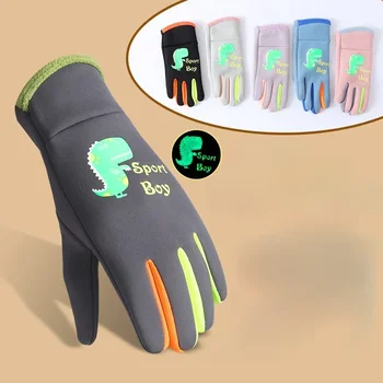 الشتاء الأطفال أفخم قفازات دافئة بنين بنات أطفال في الهواء الطلق يندبروف التزلج قفازات ركوب الدراجات توهج الطلاب طفل ركوب الدراجات القفازات