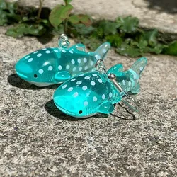 Funky Blue Whale Shark Fish Earrings Cute Kawaii Earrings unique sir fish ocean beach animal fish drop earrings