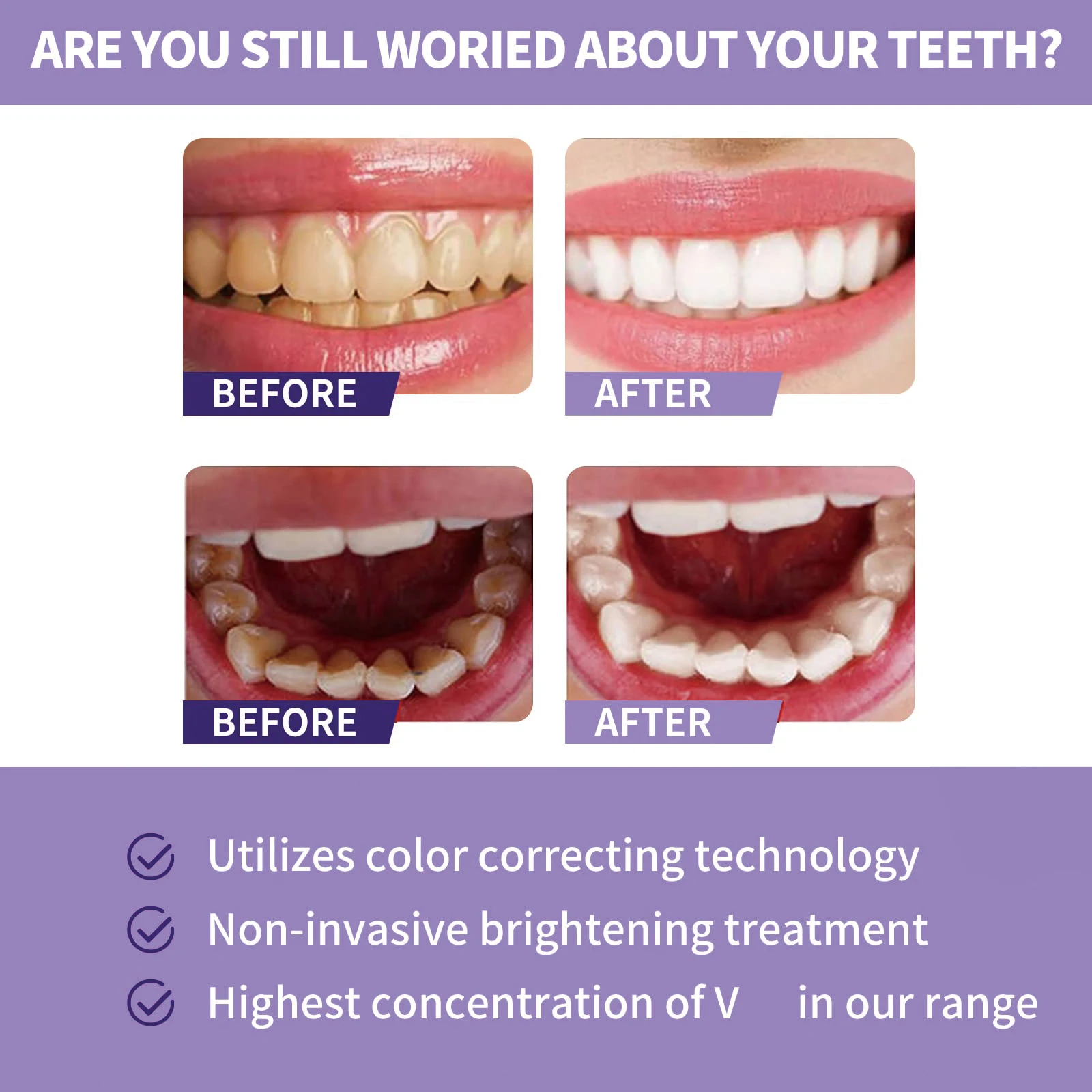 V34 Purple Brightening Toothpaste Removes Dirt, Reduces Yellowing, Cares for Teeth and Gums, Freshens Breath and Keeps Clean