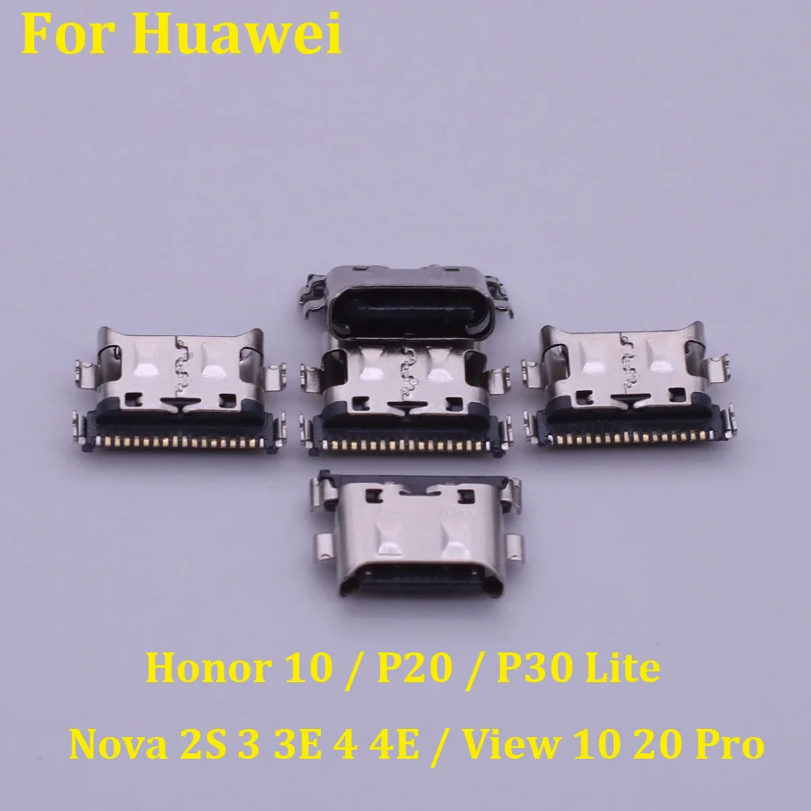 5-100pcs Type Connector jack Dock Charging Port Socket For Huawei Honor 10 / P20 / P30 Lite / Nova 2S 3 3E 4 4E / View 10 20 Pro