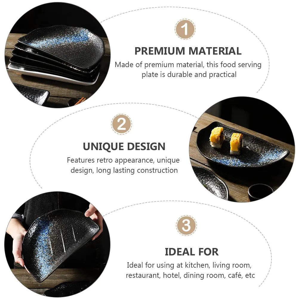 

1Pcs Creative Sushi Tray Retro Appearance Elegant Dessert Plate Tableware for Events Blue Creative Dish